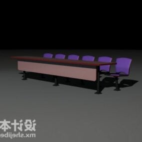 Long Office Table And Chair 3d model