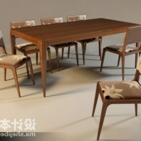 Chaise de table à manger moderne en bois modèle 3D