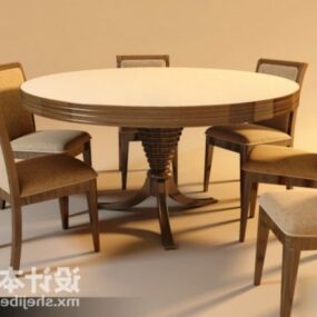 میز و صندلی ناهارخوری گرد مدل سه بعدی