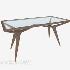 आधुनिक ग्लास लकड़ी की कॉफी टेबल 3डी मॉडल