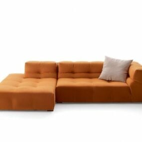 Sofá secional de tecido com almofada modelo 3d