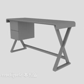 שולחן עבודה מעץ צבוע אפור דגם תלת מימד