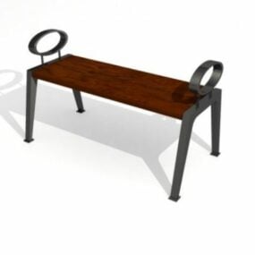 Iron Bench Chair Wooden Top 3d model