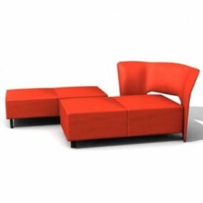 3д модель дивана Красный Модуль