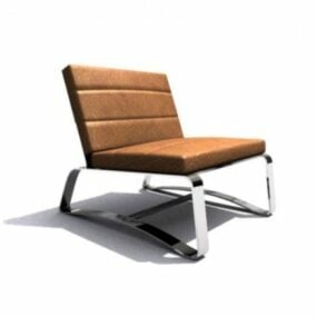 Skórzane krzesło biurowe ze stalową ramą Model 3D