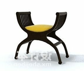 Stylized Dark Wood Chair 3d model