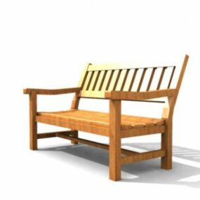 Asian Wood Sofa Chair 3d model