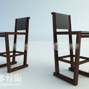 Bar Chair Wood Legs 3d model