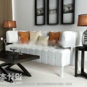 White Sofa Pillow Combination 3d model