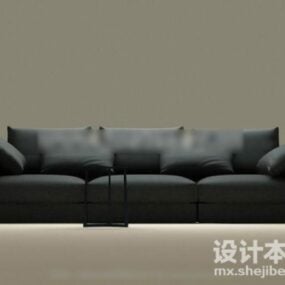 Three Seaters Grey Sofa With Pillow 3d model