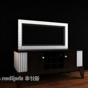Black Wine Cabinet With Tv 3d model