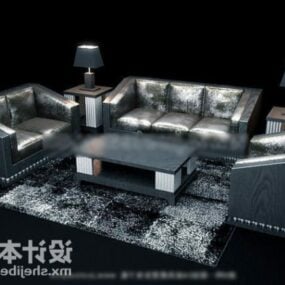 Leather Sofa Carpet Set 3d model
