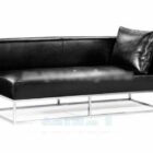 Modern Black Leather Sofa Iron Leg
