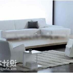 White Sofa Carpet Set 3d model