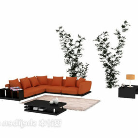 3д модель углового дивана и столика