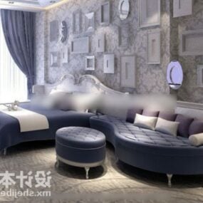 Sofá em formato curvo para sala de estar Modelo 3D