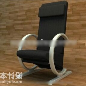 كرسي جلد أسود إطار حديد موديل 3D