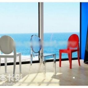 Silla modernista en casa de playa modelo 3d