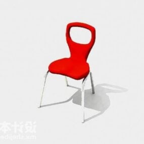 Red Plastic Back Chair 3d model