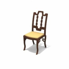 Cadeira de madeira antiga para sala de jantar modelo 3d