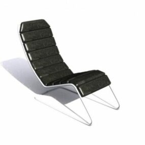 Sedia reclinabile in pelle nera modello 3d