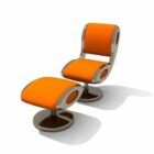Moderne oranje stoel met poef