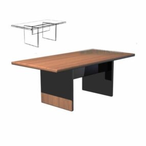 Tavolo da conferenza con piano in legno modello 3d