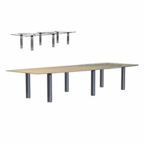 长方形会议桌六腿3d模型