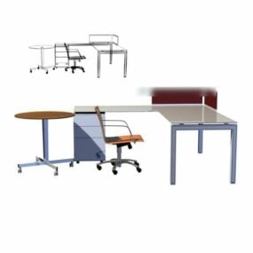 Table And Chair Office Set 3d model