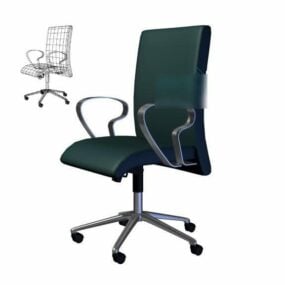 Office Blue Wheel Armchair 3d model