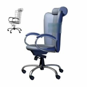 نموذج كرسي المكتب الأزرق المتحرك ثلاثي الأبعاد
