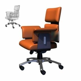 Turuncu Ofis Tekerlekli Sandalyesi 3D model