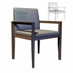 3д модель тканевого офисного стула с деревянным каркасом