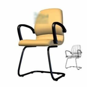 مبل صندلی ساده اداری زرد مدل سه بعدی