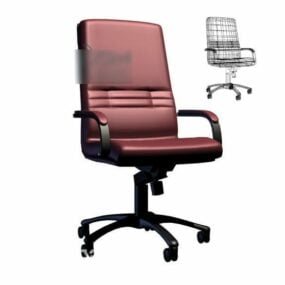 Red Office Chair Wheel Chair 3d model