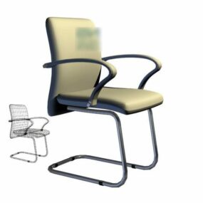 Beige Leather Office Chair C Leg 3d model