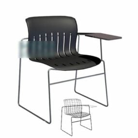 Krzesło biurowe z niskim oparciem, kolor czarny Model 3D