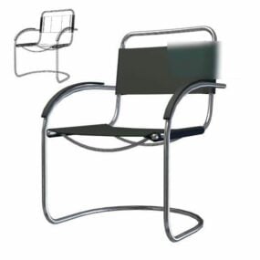 3D model jednoduché kancelářské židle s ocelovým rámem