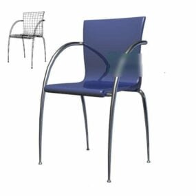 Cadeira de escritório moderna cor azul com braço modelo 3d