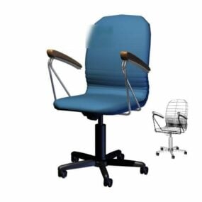 Cadeira de escritório com rodas cor azul modelo 3d