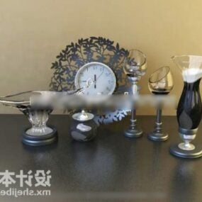 Stříbrná váza Hodiny Nádobí Dekorativní 3D model