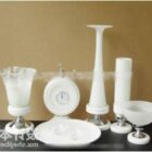 White Vase And Candle Stick Tableware Decorative