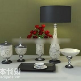 Seramik Vazo ve Masa Lambası Sofra Takımı Dekoratif 3d model
