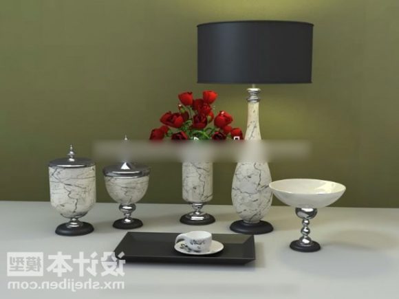 セラミック花瓶とテーブルランプ食器装飾