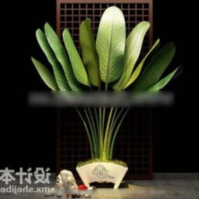 Modello 3d realistico di piccolo banano in vaso