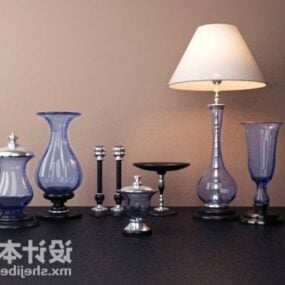 带陶瓷花瓶装饰的台灯3d模型