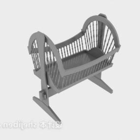 Grey Painted Crib Bed 3d model