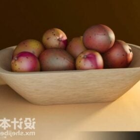 Fruit In Wooden Bowl 3d model