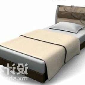 เตียงคู่พร้อมที่นอนสีเทาแบบ 3 มิติ