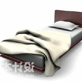 Modello 3d del letto singolo in legno dell'hotel